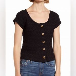 Madewell knit top with wooden buttons, XL